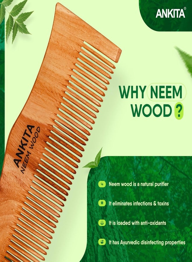 Ankita Neem Wooden Comb|Treated with Herbal Oils For Multi-Actions|Detangling, Frizz Control & Shine,Suited For All Types of Hair(NW-24) - Image 2