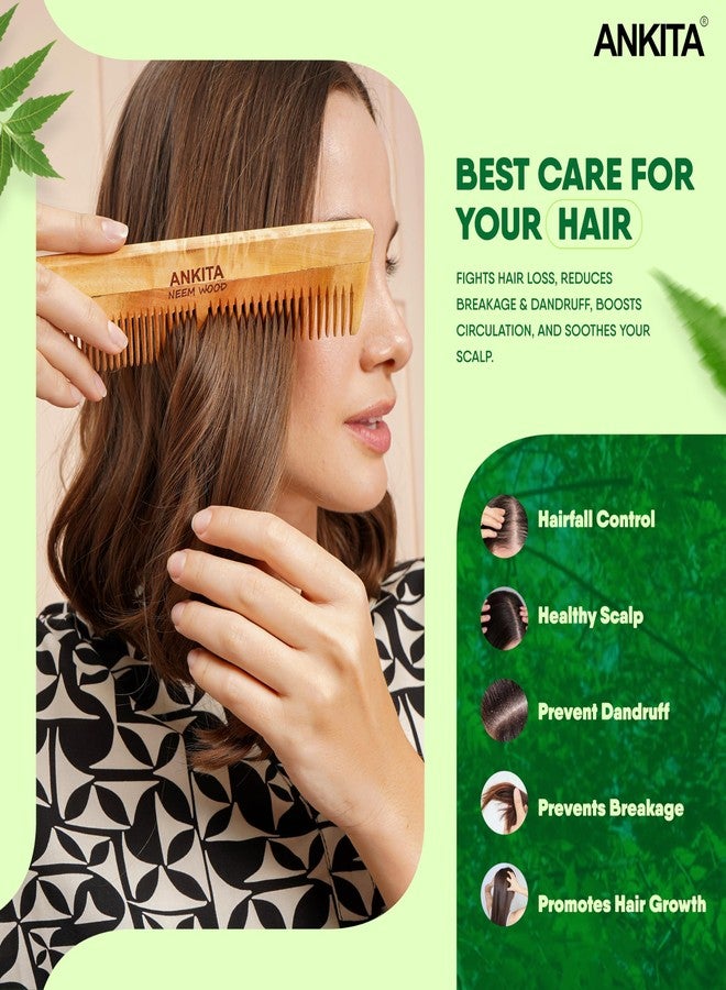 Ankita Neem Wooden Comb|Treated with Herbal Oils For Multi-Actions|Detangling, Frizz Control & Shine,Suited For All Types of Hair(NW-24) - Image 5