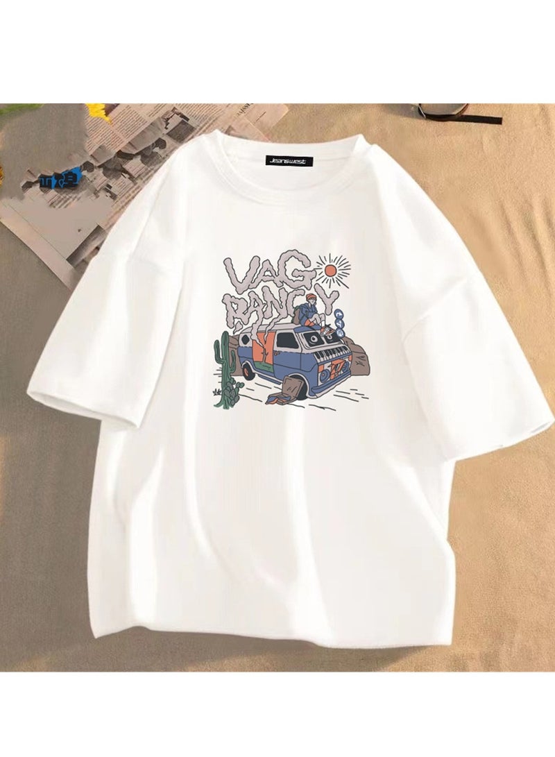 New pure cotton short-sleeved t-shirt men's summer round neck loose short-sleeved fashionable men's clothing  - Image 2