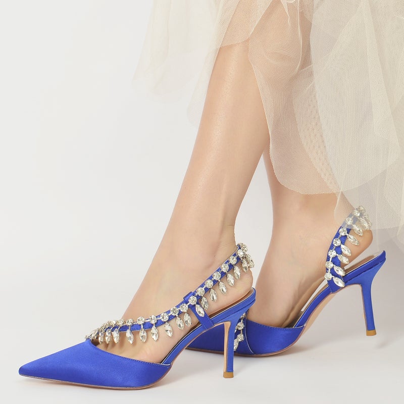 2025 High-Heeled Pointed-Toe Diamond Chain With Heavy-Duty Wedding Shoes, Bridal Shoes, Bridesmaid Shoes, Banquet Shoes 63-31 - Image 2