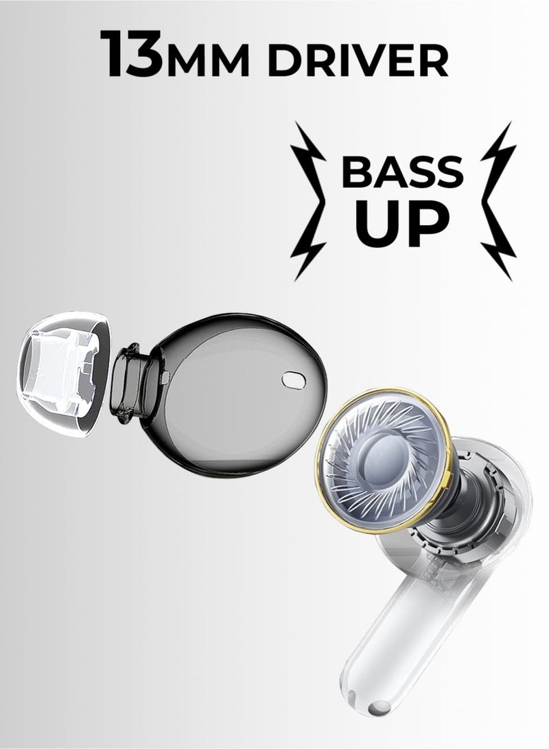 جلاسولوجي GTA 2 White Truly Wireless Earbuds with Pro ANC, Thumping Bass, Multi-Mode Sound, Gaming Mode, MagSafe Wireless Charging & 30 Hours Playtime - Image 5