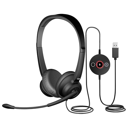 Cyber Acoustics USB Headphones with Microphone for PC (AC-204ENC) – Wired Noise Cancelling Headset Mic with ENC, Clear Stereo Sound for Office, Call Center & Remote Work - Image 1