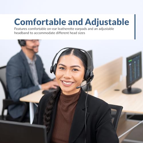 Cyber Acoustics USB Headphones with Microphone for PC (AC-204ENC) – Wired Noise Cancelling Headset Mic with ENC, Clear Stereo Sound for Office, Call Center & Remote Work - Image 2