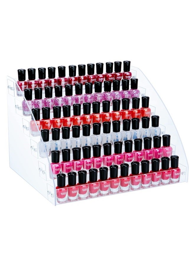 Nail Polish Organizer 72 Bottles of 6 Layers Acrylic Display Rack Eyeglasses Storage Essential Oils Holder Makeup Organizer