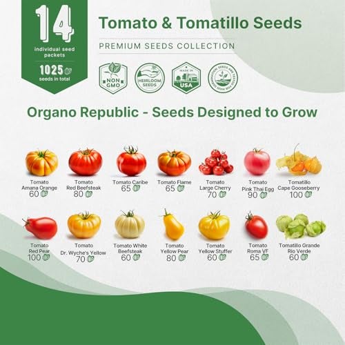 Organo Republic 14 Rare Tomato & Tomatillo Garden Seeds Variety Pack - 1,020+ Non-GMO Heirloom Tomato & Tomatillo Seeds for Outdoors & Indoor Home Gardening - Image 3