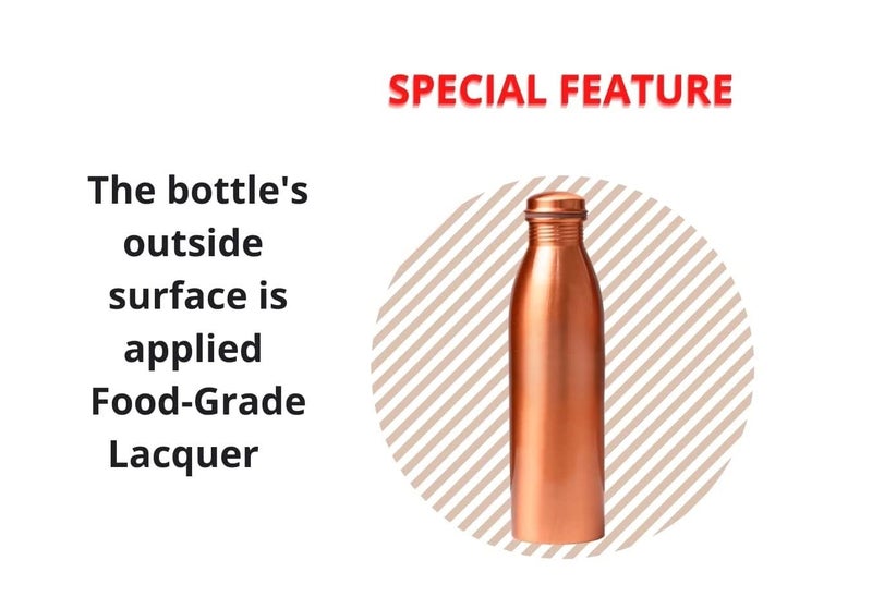 Shopsidex Store Copper Bottles 1000 ML 1L Pure Copper Water bottle With Leak Proof Easy To Take Anyplace Durable And Joint Free Water Bottle Copper - Image 4