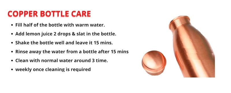 Shopsidex Store Copper Bottles 1000 ML 1L Pure Copper Water bottle With Leak Proof Easy To Take Anyplace Durable And Joint Free Water Bottle Copper - Image 5
