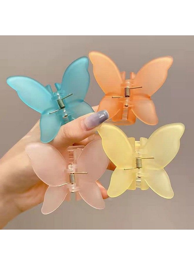 Samyak Trendy Butterfly Frosted Colors Plastic Hair Barrette Clip Claw Clutcher Jaw Clamp Hair Accessories For Women & Girls (Pack Of 4) - Image 1