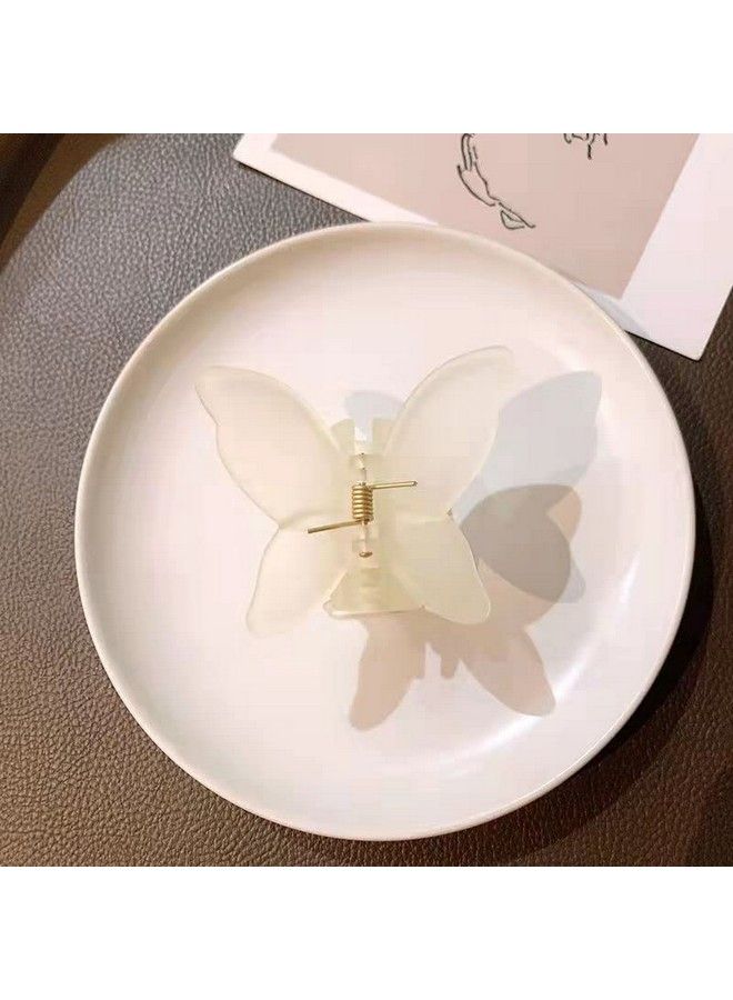 Samyak Trendy Butterfly Frosted Colors Plastic Hair Barrette Clip Claw Clutcher Jaw Clamp Hair Accessories For Women & Girls (Pack Of 4) - Image 5