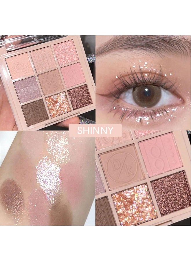 AMY'S DIARY Matte Shimmer Pink Eye Shadow Palette Makeup,Eyeshadow Long Lasting Waterproof Cruelty-Free, 9 Blendable Shades In Smooth Matte And Shimmer Finishes With Gorgeous Pearls For Girls (16#)  - Image 5