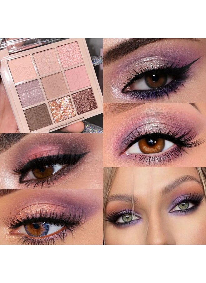 AMY'S DIARY Matte Shimmer Pink Eye Shadow Palette Makeup,Eyeshadow Long Lasting Waterproof Cruelty-Free, 9 Blendable Shades In Smooth Matte And Shimmer Finishes With Gorgeous Pearls For Girls (16#)  - Image 2