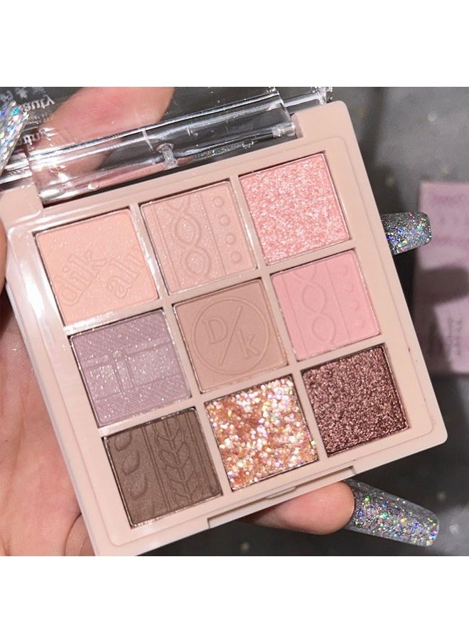 AMY'S DIARY Matte Shimmer Pink Eye Shadow Palette Makeup,Eyeshadow Long Lasting Waterproof Cruelty-Free, 9 Blendable Shades In Smooth Matte And Shimmer Finishes With Gorgeous Pearls For Girls (16#)  - Image 1