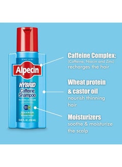Alpecin Hybrid Caffeine Shampoo for Men with Dry, Itchy, Sensitive Scalps Moisturizes Thinning Hair Natural Hair Growth, 8.45 fl. oz.  - Image 3