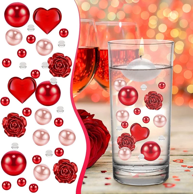 klarako 6051Pcs Valentine's Day Vase Filler Decor - Valentines Day Heart Rose Floating Pearls Clear Water Gel Beads Vase Filler for DIY Crafts Holiday Home Table Party Decoration (#11) - Image 2
