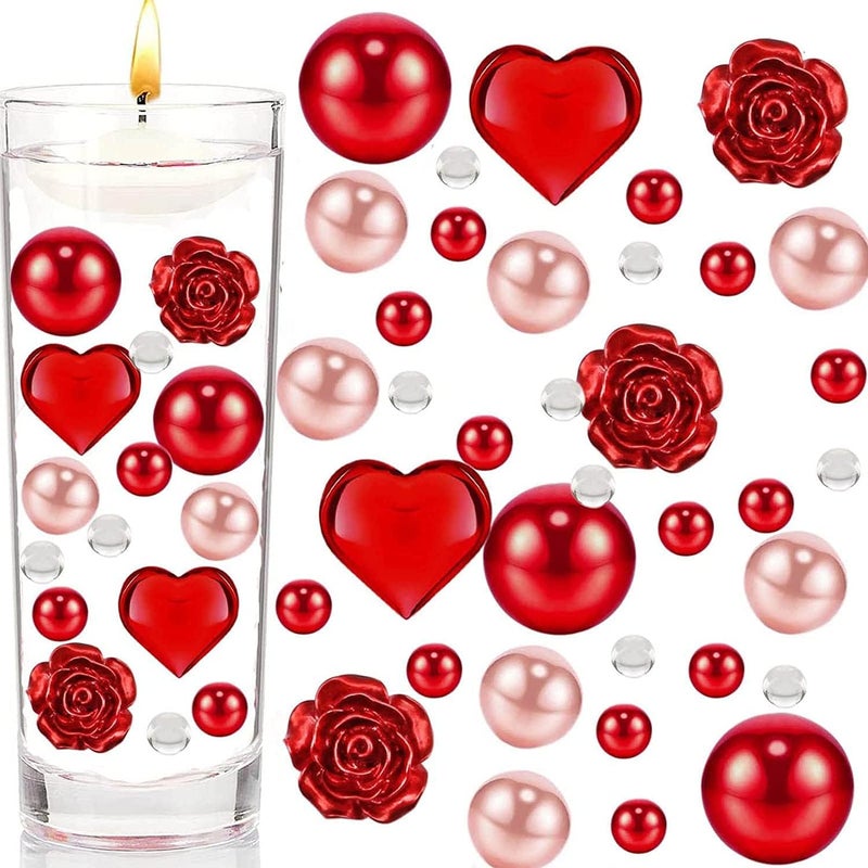 klarako 6051Pcs Valentine's Day Vase Filler Decor - Valentines Day Heart Rose Floating Pearls Clear Water Gel Beads Vase Filler for DIY Crafts Holiday Home Table Party Decoration (#11) - Image 1