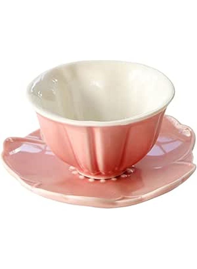 مجموعة فناجين القهزة الخزفية والصحون 6 أونصة للمشروبات المنزلية، شاي بعد الظهيرة، الفناء الخارجي - Image 1
