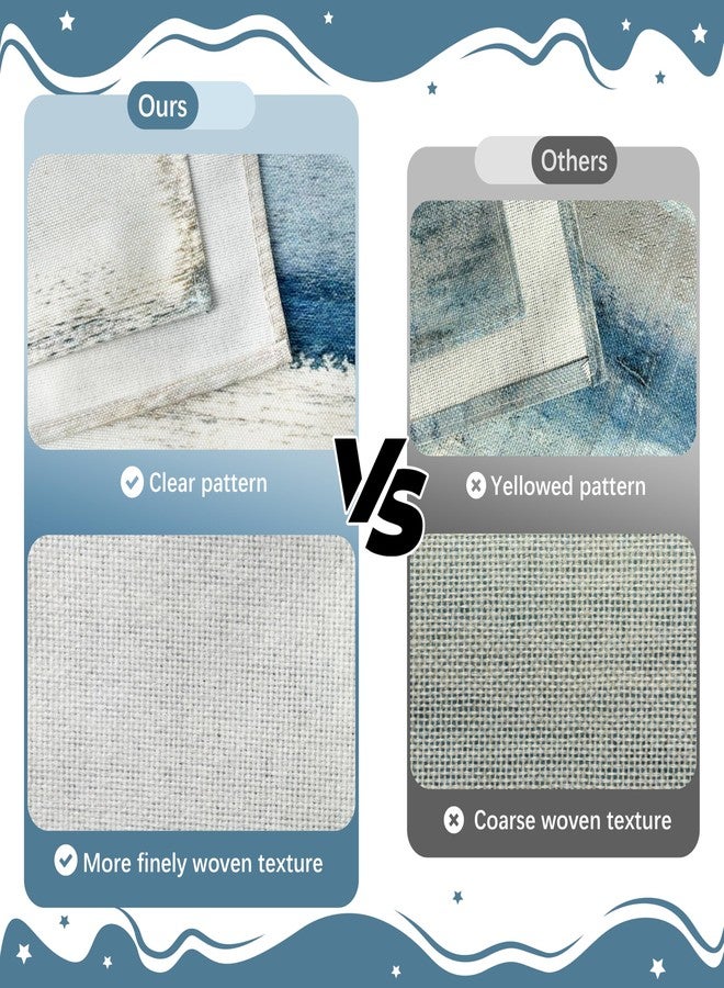 AILUER White and Gray Table Runner and Placemats Set of 6 Farmhouse Washable Linen Place Mats Rustic Abstract Art Table Decor for Kitchen Dining Coffee Outdoor Party (White and Gray, 13"x71"+12"x18") - Image 4