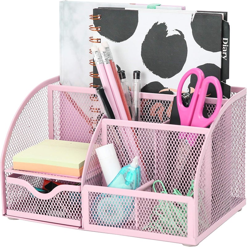 Exerz Desk Organizer/Desk Storage Organizer/Stationery Organizer/Tidy Desk/Pen Unscrambler/Letter Holder/Multifunctional/Desk Pen Holder/Pen Holder(Light Pink) - Image 1