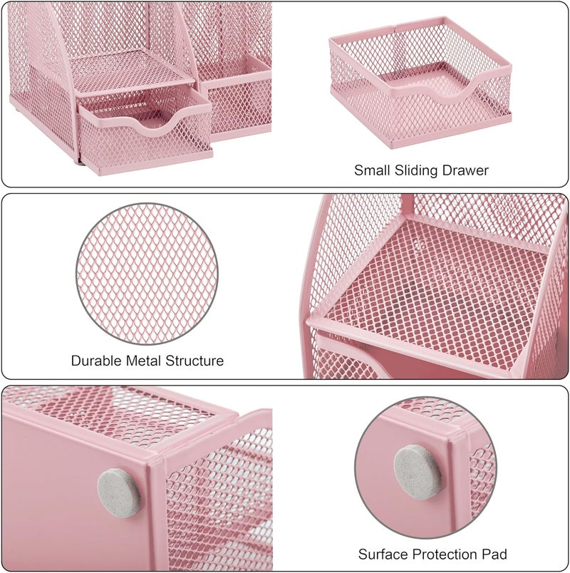 Exerz Desk Organizer/Desk Storage Organizer/Stationery Organizer/Tidy Desk/Pen Unscrambler/Letter Holder/Multifunctional/Desk Pen Holder/Pen Holder(Light Pink) - Image 4