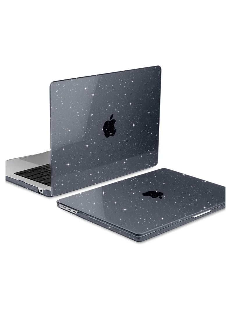 Generic - 3 in 1 Hard Case Compatible with MacBook Air 15 inch 2025 M4 Chip A3241/2024 M3 Chip A3114 /2023 M2 Chip A2941 with Touch ID Retina Display, Glitter Laptop Plastic Hard Shell Case + Keyboard Cover + Screen ,Blac - Image 1