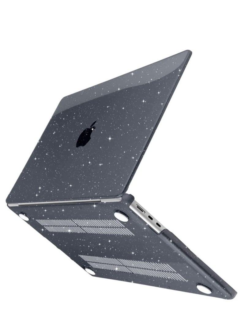 Generic - 3 in 1 Hard Case Compatible with MacBook Air 15 inch 2025 M4 Chip A3241/2024 M3 Chip A3114 /2023 M2 Chip A2941 with Touch ID Retina Display, Glitter Laptop Plastic Hard Shell Case + Keyboard Cover + Screen ,Blac - Image 1
