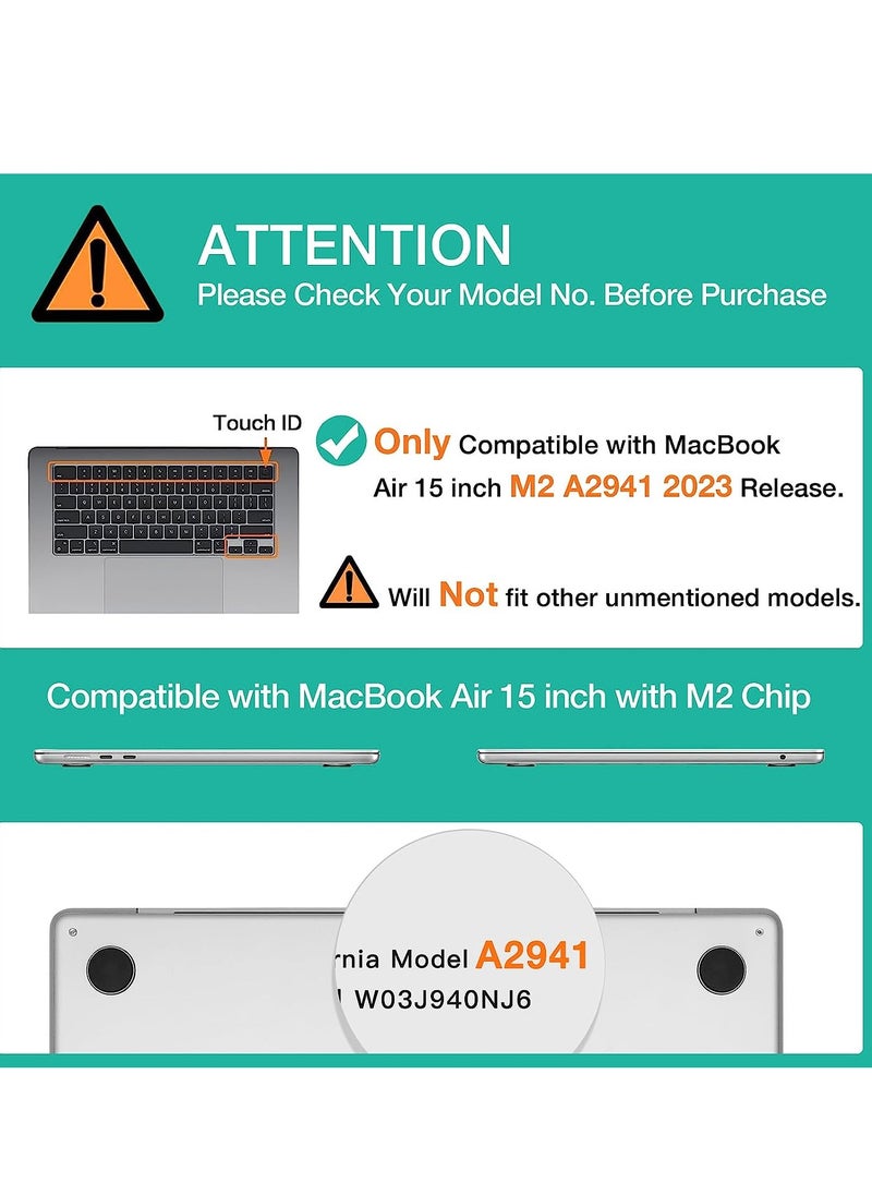 Generic - 3 in 1 Hard Case Compatible with MacBook Air 15 inch 2025 M4 Chip A3241/2024 M3 Chip A3114 /2023 M2 Chip A2941 with Touch ID Retina Display, Glitter Laptop Plastic Hard Shell Case + Keyboard Cover + Screen ,Blac - Image 1