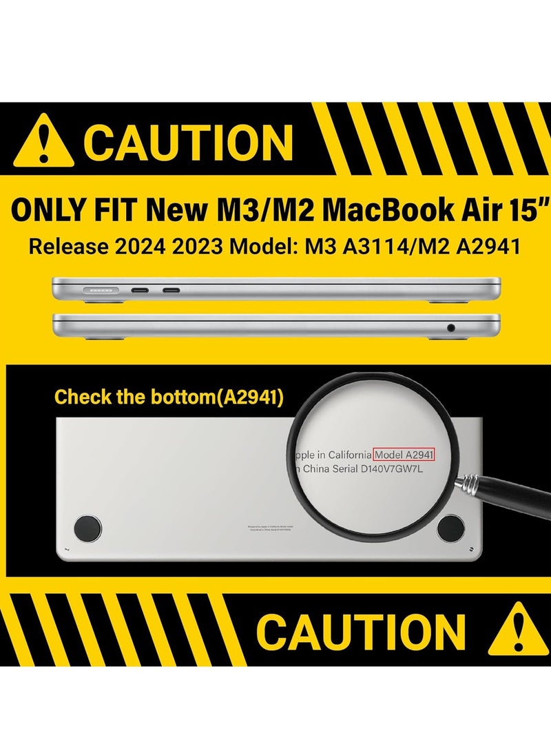 Generic - 3 in 1 Hard Case Compatible with MacBook Air 15 inch 2025 M4 Chip A3241/2024 M3 Chip A3114 /2023 M2 Chip A2941 with Touch ID Retina Display, Glitter Laptop Plastic Hard Shell Case + Keyboard Cover + Screen ,Blac - Image 1