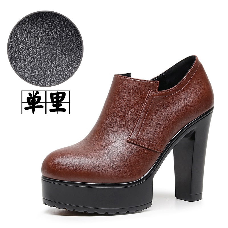 12Cm Thick Heel Fashion Bare Boots Side Zipper Non-Slip Work Shoes Waterproof Platform Thick Bottom Deep Mouth Super High Heel Shoes - Image 1