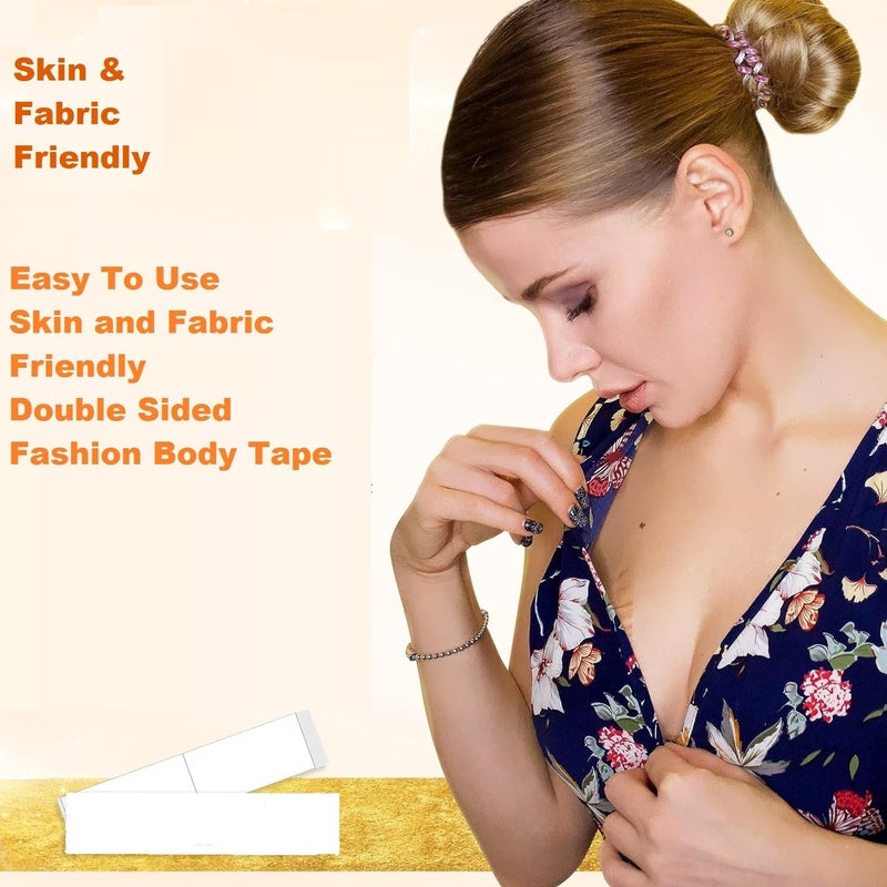 Generic 72 strips Double Sided Tape for Fashion and Body Tape for Clothes Dressing Tape/Invisible Double-sided Body Tape, Fabric And Skin Friendly For All Skin Shades to stick on clothes & Transparent  - Image 5