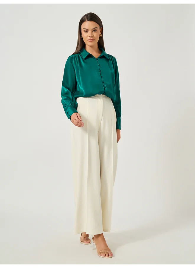 ستايلي Styli Balloon Sleeve Buttoned Down Blouse