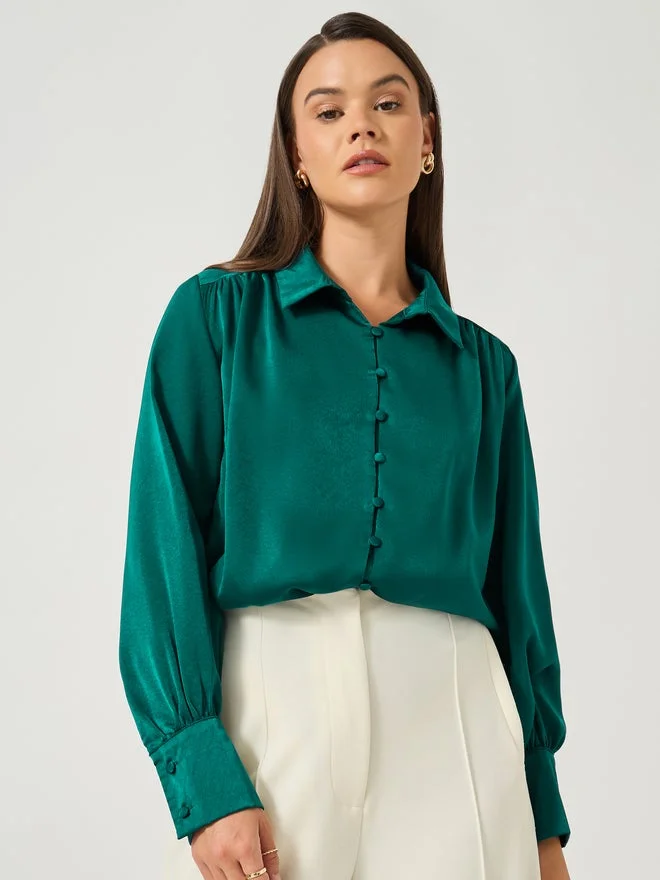 Styli Styli Balloon Sleeve Buttoned Down Blouse