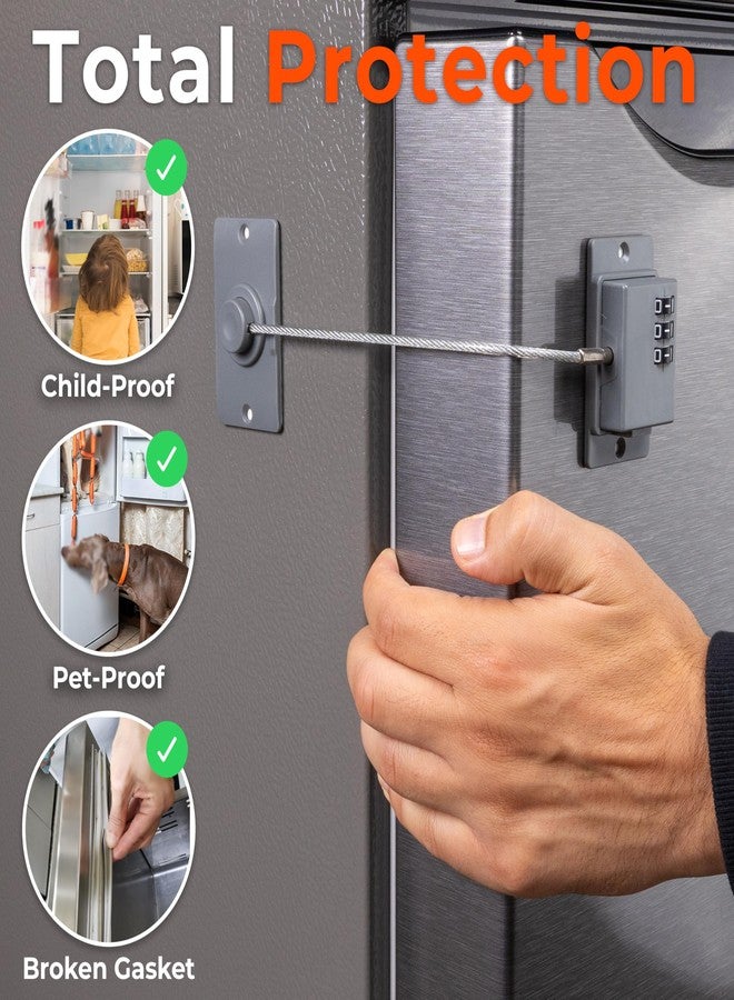 HomeBrella قفلان للثلاجة مقاومان للأطفال مع رمز سري - لا يتطلبان أدوات - قفل ثلاجة برقم سري للأطفال - مزلاج للفريزر لإبقاء الباب مغلقًا - مناسب للأطفال الصغار والقطط والكلاب - متوافق مع جميع أنواع الثلاجات - Image 2