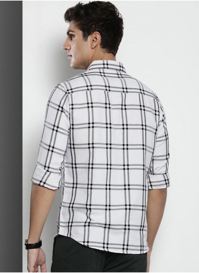 The Indian Garage Co Men Regular Fit Checkered Full Sleeves Cutaway Collar Casual Shirt  - Image 2