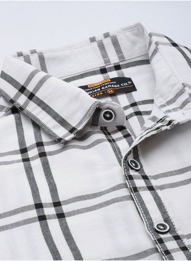 The Indian Garage Co Men Regular Fit Checkered Full Sleeves Cutaway Collar Casual Shirt  - Image 4