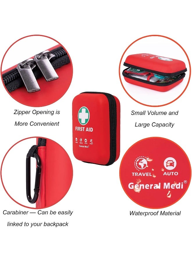General Medi طقم الإسعافات الأولية العام - 170 قطعة علبة صلبة وخفيفة الوزن - مثالي للسفر، المنزل، المكتب، السيارة، التخييم، مكان العمل والأنشطة الخارجية (أحمر) - Image 4