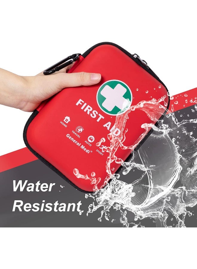 General Medi طقم الإسعافات الأولية العام - 170 قطعة علبة صلبة وخفيفة الوزن - مثالي للسفر، المنزل، المكتب، السيارة، التخييم، مكان العمل والأنشطة الخارجية (أحمر) - Image 5