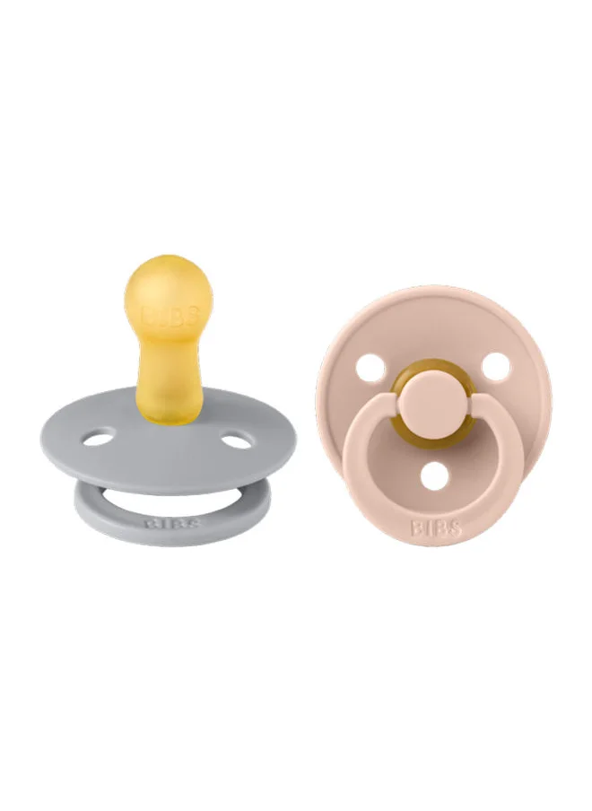 BIBS Pack of 2 Colour Soother Bpa Free Dummy Pacifier, Round Natural Rubber Latex, Size 2 6 To 18 Months , Cloud/Blush