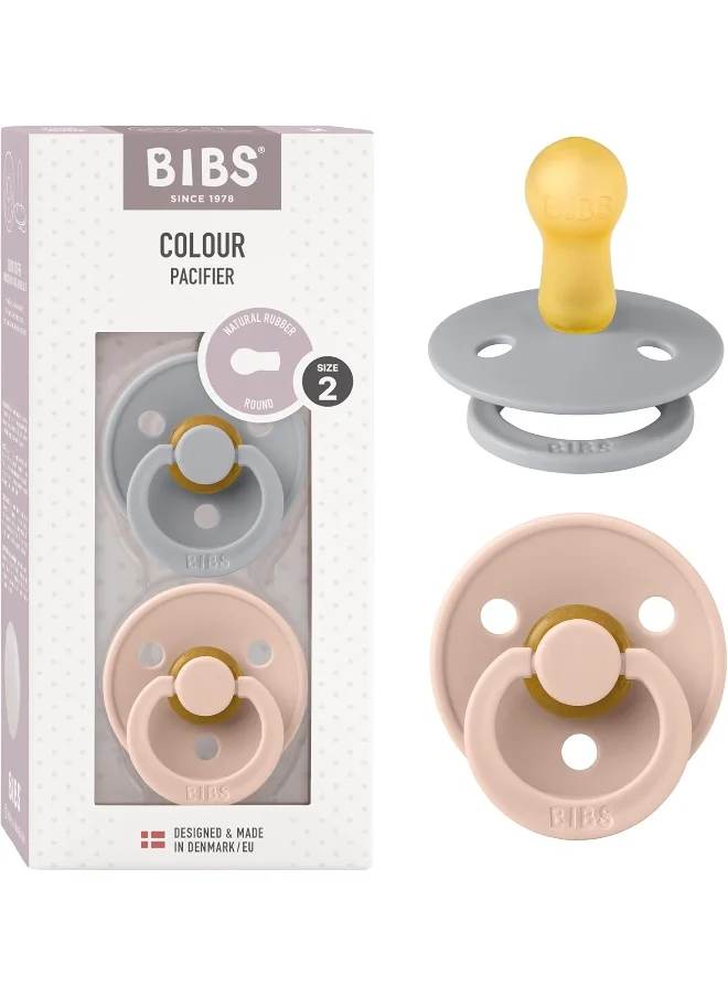 BIBS Pack of 2 Colour Soother Bpa Free Dummy Pacifier, Round Natural Rubber Latex, Size 2 6 To 18 Months , Cloud/Blush
