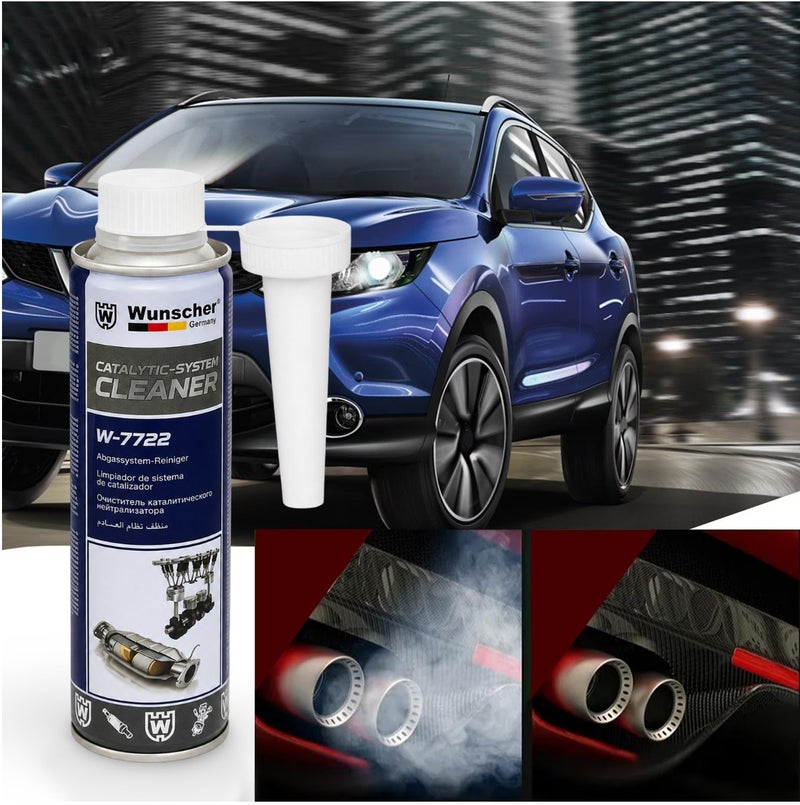 Wunscher W-7722 Catalytic System Cleaner 300ML x 2PCS, 600ML Petrol & Diesel Fuel Additive, Catalytic Converter DPF Injection Exhaust System Cleaner, Carbon Soot Deposit Remover, Engine Maintenance Treatment - Image 5