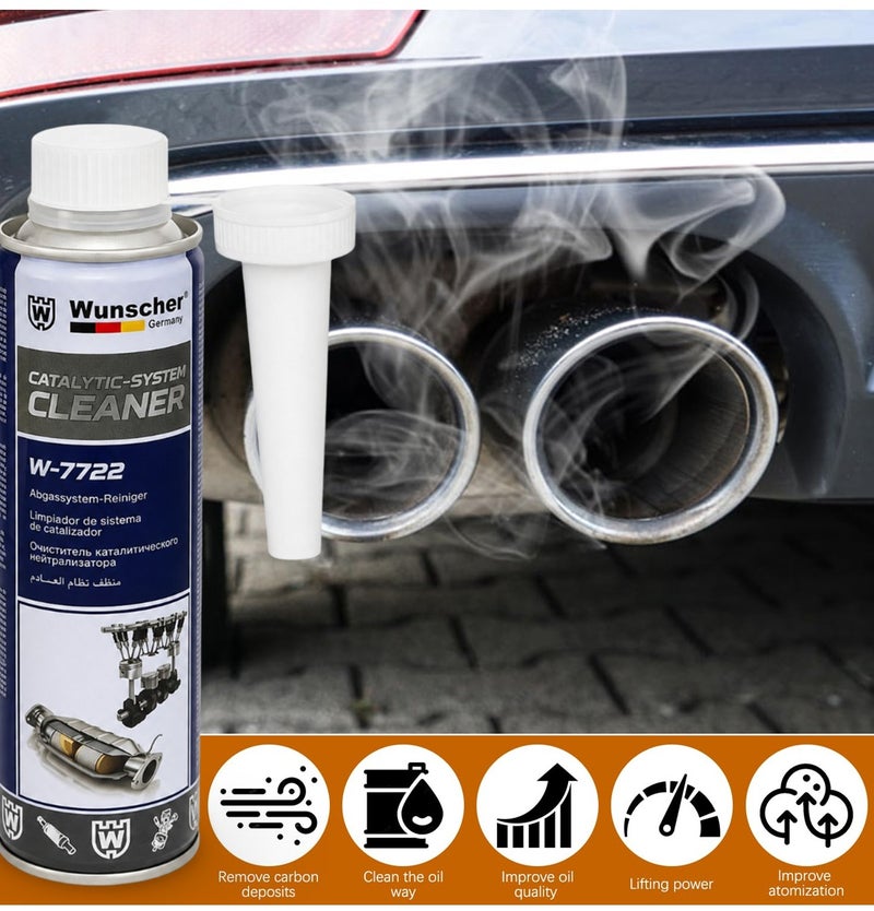 Wunscher W-7722 Catalytic System Cleaner 300ML x 2PCS, 600ML Petrol & Diesel Fuel Additive, Catalytic Converter DPF Injection Exhaust System Cleaner, Carbon Soot Deposit Remover, Engine Maintenance Treatment - Image 3