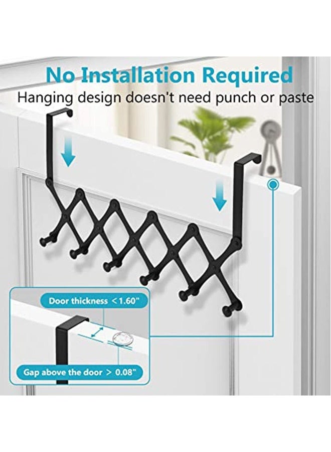 Over The Door Hooks Door Hanger - Door Coat Rack Closet Organizer Door Towel Racks for Bathroom Door Clothes Hanger Bedroom Door Rack Kitchen Door Hooks for Hanging Purse Belt Bag Hat, Black  - Image 1