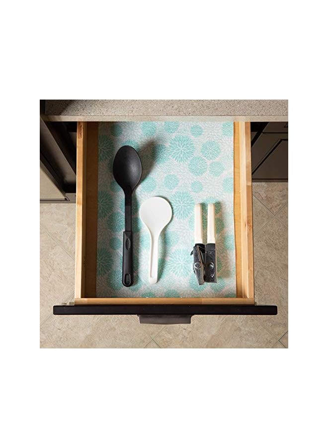 S-TOP Fridge & Shelf Liner Collection Non-Adhesive, Cut To Fit, Machine Washable, 12X20, Aqua Dahlia, 2 Piece - Image 3