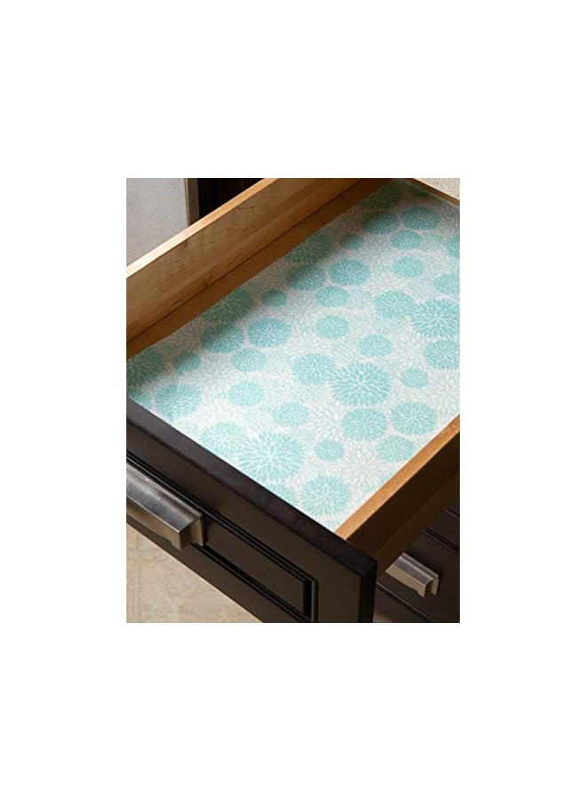S-TOP Fridge & Shelf Liner Collection Non-Adhesive, Cut To Fit, Machine Washable, 12X20, Aqua Dahlia, 2 Piece - Image 2