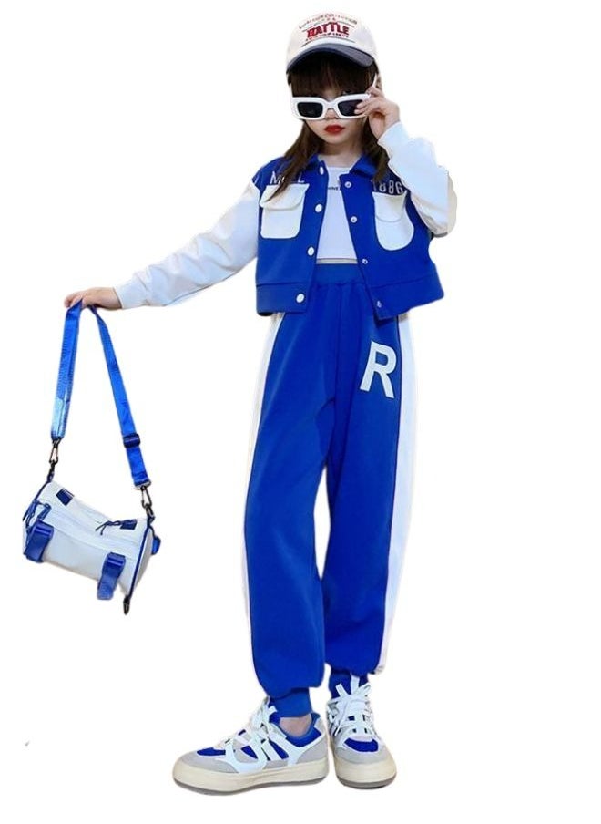 Mei Stylish - Girl's 2 Piece Outfit Long Sleeve Track Jacket and Long Pant Set - Image 1