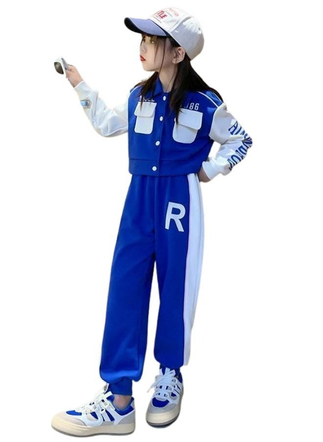 Mei Stylish - Girl's 2 Piece Outfit Long Sleeve Track Jacket and Long Pant Set - Image 1