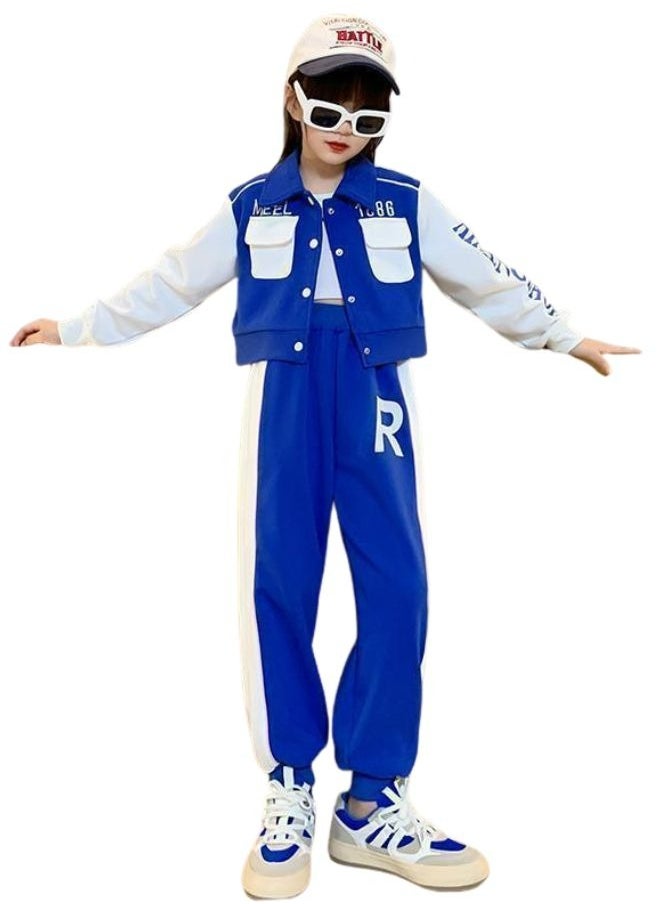 Mei Stylish - Girl's 2 Piece Outfit Long Sleeve Track Jacket and Long Pant Set - Image 1