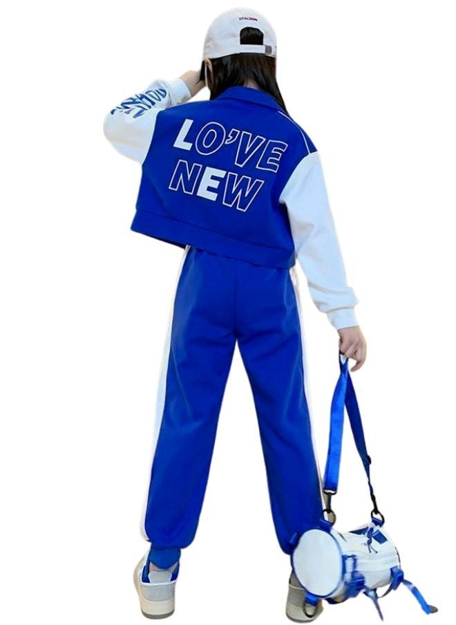 Mei Stylish - Girl's 2 Piece Outfit Long Sleeve Track Jacket and Long Pant Set - Image 1