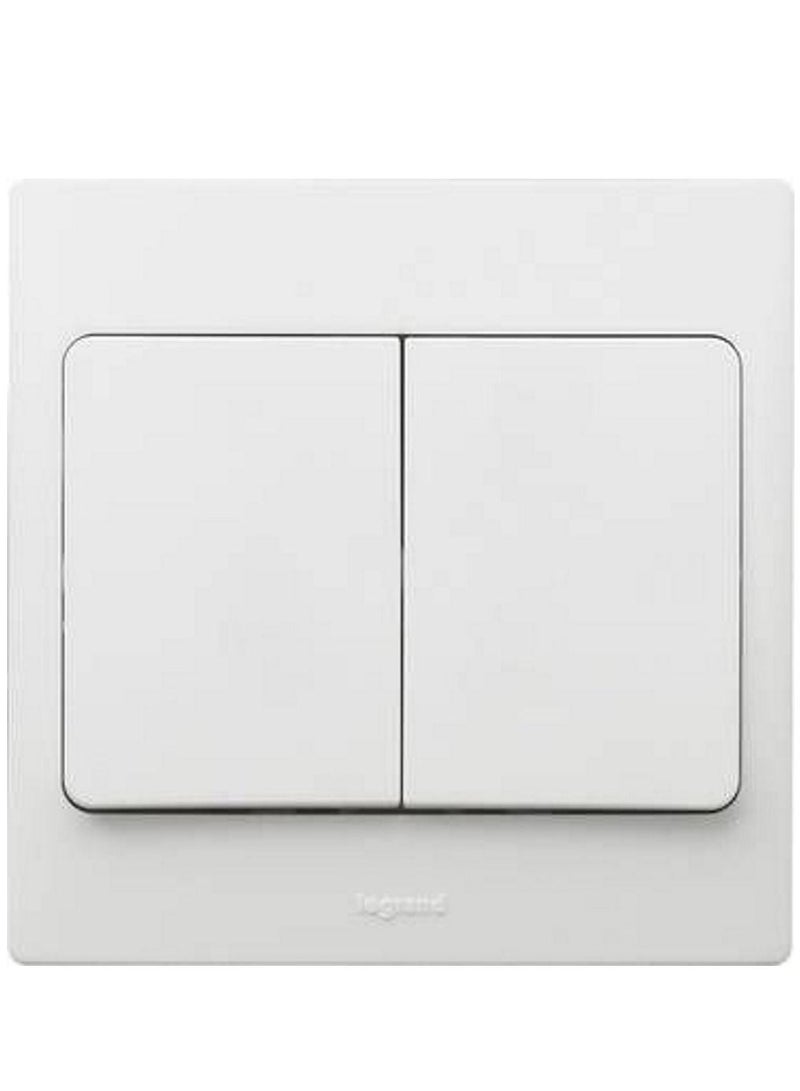 ليجراند مفتاح قطب واحد Mallia 2 gang 2 way 10AX 250V أبيض - Image 1