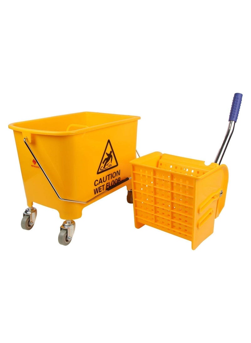 DubaiGallery Plastic Mini Mop Wringer Trolley (20 L, Yellow) - Image 2