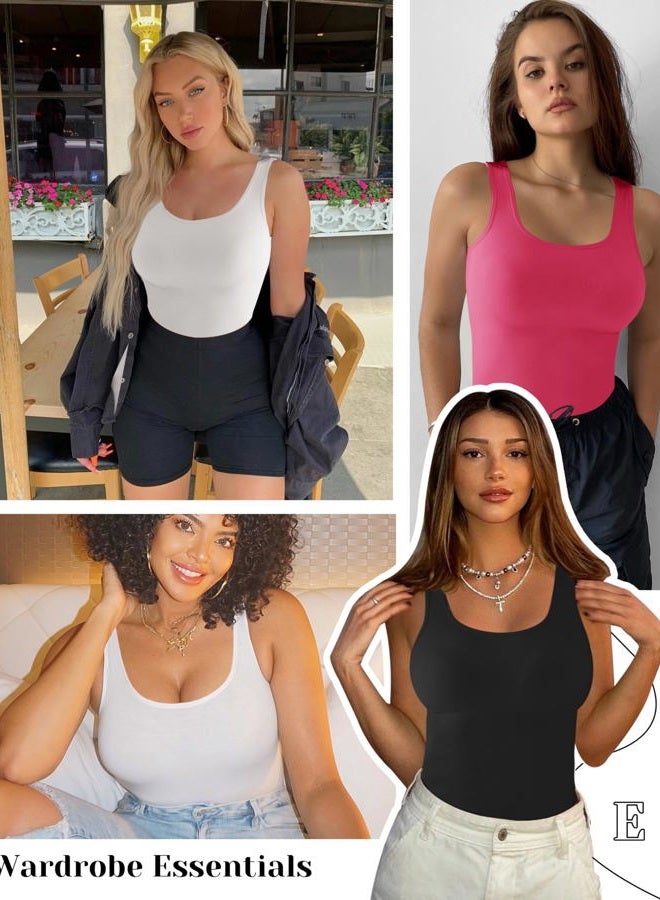 EUYZOU Women's Tummy Control Shapewear Tank Tops - Seamless Body Shaper Compression Top, Black, XL - Image 3